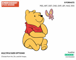 Winnie, Butterfly - Winnie the Pooh - Winnie the Pooh - Disney Embroidery Design in 3 sizes & 8 formats