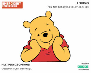 Winnie The Pooh Face - Winnie the Pooh - Winnie the Pooh - Disney Embroidery Design in 3 sizes & 8 formats