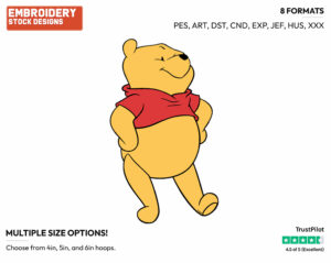 Impatient Winnie - Winnie the Pooh - Winnie the Pooh - Disney Embroidery Design in 3 sizes & 8 formats