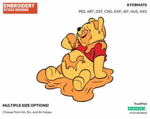 Eating Honey - Winnie the Pooh - Winnie the Pooh - Disney Embroidery Design in 3 sizes & 8 formats