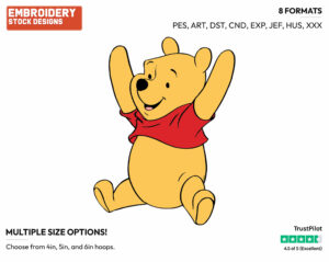 Cheering - Winnie the Pooh - Winnie the Pooh - Disney Embroidery Design in 3 sizes & 8 formats