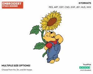Winnie The Pooh, Sunflower - Winnie the Pooh - Winnie the Pooh - Disney Embroidery Design in 3 sizes & 8 formats