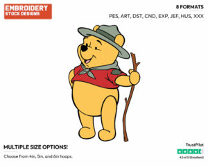 Winnie On A Hike - Winnie the Pooh - Winnie the Pooh - Disney Embroidery Design in 3 sizes & 8 formats