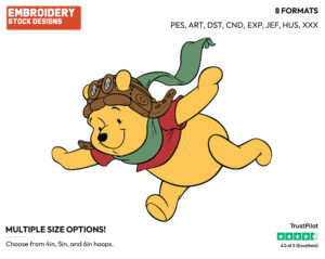 Aviator Winnie - Winnie the Pooh - Winnie the Pooh - Disney Embroidery Design in 3 sizes & 8 formats