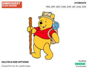 Winnie On A Hike - Winnie the Pooh - Winnie the Pooh - Disney Embroidery Design in 3 sizes & 8 formats