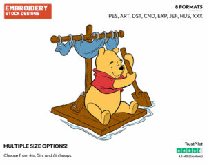 Winnie On Raft - Winnie the Pooh - Winnie the Pooh - Disney Embroidery Design in 3 sizes & 8 formats