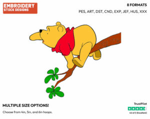 Winnie Stretching From Tree Branch - Winnie the Pooh - Winnie the Pooh - Disney Embroidery Design in 3 sizes & 8 formats