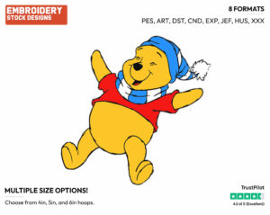 Making Snow Angel - Winnie the Pooh - Winnie the Pooh - Disney Embroidery Design in 3 sizes & 8 formats
