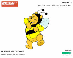 Winnie Dressed As A Bee - Winnie the Pooh - Winnie the Pooh - Disney Embroidery Design in 3 sizes & 8 formats