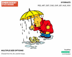 Holding Umbrella Over Ducklings - Winnie the Pooh - Winnie the Pooh - Disney Embroidery Design in 3 sizes & 8 formats