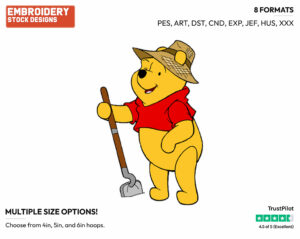 Winnie In Garden - Winnie the Pooh - Winnie the Pooh - Disney Embroidery Design in 3 sizes & 8 formats