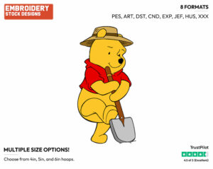 Winnie In Garden - Winnie the Pooh - Winnie the Pooh - Disney Embroidery Design in 3 sizes & 8 formats