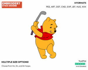 Playing Golf - Winnie the Pooh - Winnie the Pooh - Disney Embroidery Design in 3 sizes & 8 formats