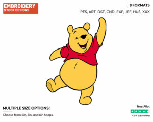Waving - Winnie the Pooh - Winnie the Pooh - Disney Embroidery Design in 3 sizes & 8 formats