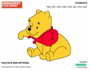 Cute Winnie - Winnie the Pooh - Winnie the Pooh - Disney Embroidery Design in 3 sizes & 8 formats