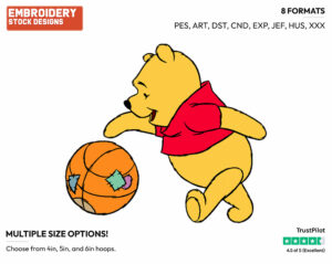 Winnie The Pooh, Basketball - Winnie the Pooh - Winnie the Pooh - Disney Embroidery Design in 3 sizes & 8 formats