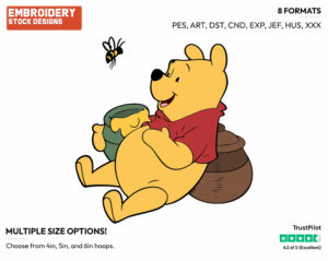 Winnie The Pooh, Honey Pot, Bee - Winnie the Pooh - Winnie the Pooh - Disney Embroidery Design in 3 sizes & 8 formats