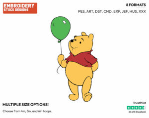 Winnie The Pooh, Balloon - Winnie the Pooh - Winnie the Pooh - Disney Embroidery Design in 3 sizes & 8 formats
