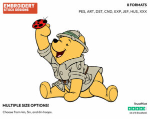 Winnie The Pooh, Ladybug - Winnie the Pooh - Winnie the Pooh - Disney Embroidery Design in 3 sizes & 8 formats