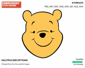 Winnie The Pooh Face - Winnie the Pooh - Winnie the Pooh - Disney Embroidery Design in 3 sizes & 8 formats