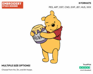 Winnie The Pooh, Honey Pot - Winnie the Pooh - Winnie the Pooh - Disney Embroidery Design in 3 sizes & 8 formats