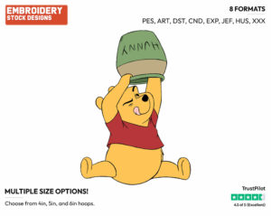 Winnie The Pooh, Honey Pot - Winnie the Pooh - Winnie the Pooh - Disney Embroidery Design in 3 sizes & 8 formats