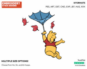 Winnie The Pooh, Umbrella - Winnie the Pooh - Winnie the Pooh - Disney Embroidery Design in 3 sizes & 8 formats