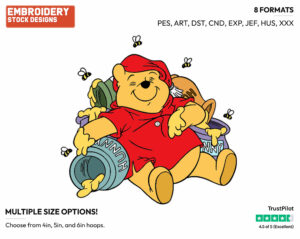 Taking A Nap - Winnie the Pooh - Winnie the Pooh - Disney Embroidery Design in 3 sizes & 8 formats