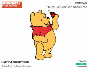 Winnie, Ladybug - Winnie the Pooh - Winnie the Pooh - Disney Embroidery Design in 3 sizes & 8 formats