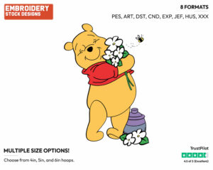 Winnie, Flowers - Winnie the Pooh - Winnie the Pooh - Disney Embroidery Design in 3 sizes & 8 formats
