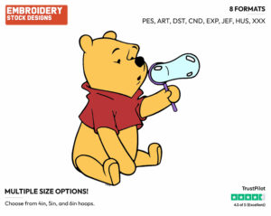 Blowing A Bubble - Winnie the Pooh - Winnie the Pooh - Disney Embroidery Design in 3 sizes & 8 formats