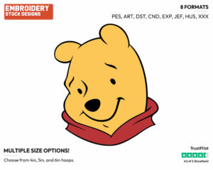 Winnie The Pooh's Face - Winnie the Pooh - Winnie the Pooh - Disney Embroidery Design in 3 sizes & 8 formats