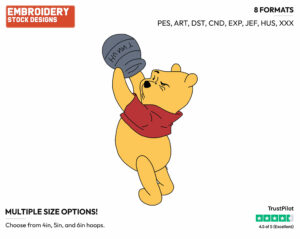 Looking Into Honey Pot - Winnie the Pooh - Winnie the Pooh - Disney Embroidery Design in 3 sizes & 8 formats