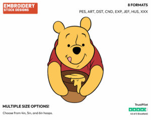 Winnie The Pooh, Honey Pot - Winnie the Pooh - Winnie the Pooh - Disney Embroidery Design in 3 sizes & 8 formats