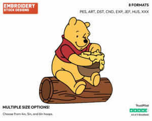 Eating Honey - Winnie the Pooh - Winnie the Pooh - Disney Embroidery Design in 3 sizes & 8 formats