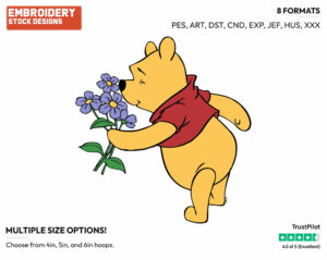 Smelling Flowers - Winnie the Pooh - Winnie the Pooh - Disney Embroidery Design in 3 sizes & 8 formats