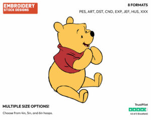 Cute Winnie - Winnie the Pooh - Winnie the Pooh - Disney Embroidery Design in 3 sizes & 8 formats