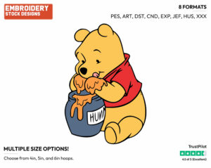 Eating Honey - Winnie the Pooh - Winnie the Pooh - Disney Embroidery Design in 3 sizes & 8 formats