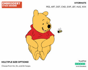 Watching A Bee - Winnie the Pooh - Winnie the Pooh - Disney Embroidery Design in 3 sizes & 8 formats
