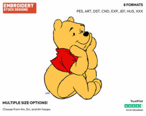 Sitting Down - Winnie the Pooh - Winnie the Pooh - Disney Embroidery Design in 3 sizes & 8 formats