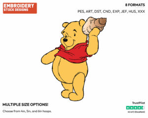 Winnie, Seashell - Winnie the Pooh - Winnie the Pooh - Disney Embroidery Design in 3 sizes & 8 formats