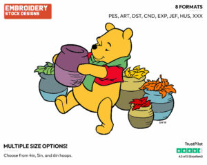 Winnie, Honey Pot - Winnie the Pooh - Winnie the Pooh - Disney Embroidery Design in 3 sizes & 8 formats