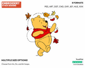 Winnie In The Fall - Winnie the Pooh - Winnie the Pooh - Disney Embroidery Design in 3 sizes & 8 formats