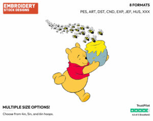 Running From Bees - Winnie the Pooh - Winnie the Pooh - Disney Embroidery Design in 3 sizes & 8 formats