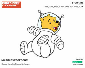 In Outer Space - Winnie the Pooh - Winnie the Pooh - Disney Embroidery Design in 3 sizes & 8 formats
