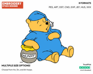 Sleeping - Winnie the Pooh - Winnie the Pooh - Disney Embroidery Design in 3 sizes & 8 formats