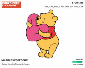 Hugging Big Heart - Winnie the Pooh - Winnie the Pooh - Disney Embroidery Design in 3 sizes & 8 formats