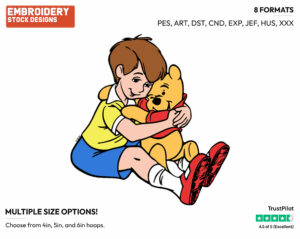Winnie The Pooh And Christopher Robin Hugging - Christopher Robin and Friends - Winnie the Pooh & Friends - Disney Embroidery Design in 3 sizes & 8 formats