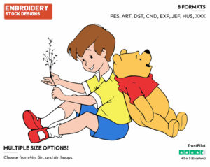 Winnie The Pooh, Christopher Robin Back To Back - Christopher Robin and Friends - Winnie the Pooh & Friends - Disney Embroidery Design in 3 sizes & 8 formats