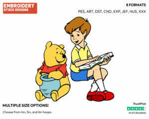 Pooh, Christopher Robin - Christopher Robin and Friends - Winnie the Pooh & Friends - Disney Embroidery Design in 3 sizes & 8 formats